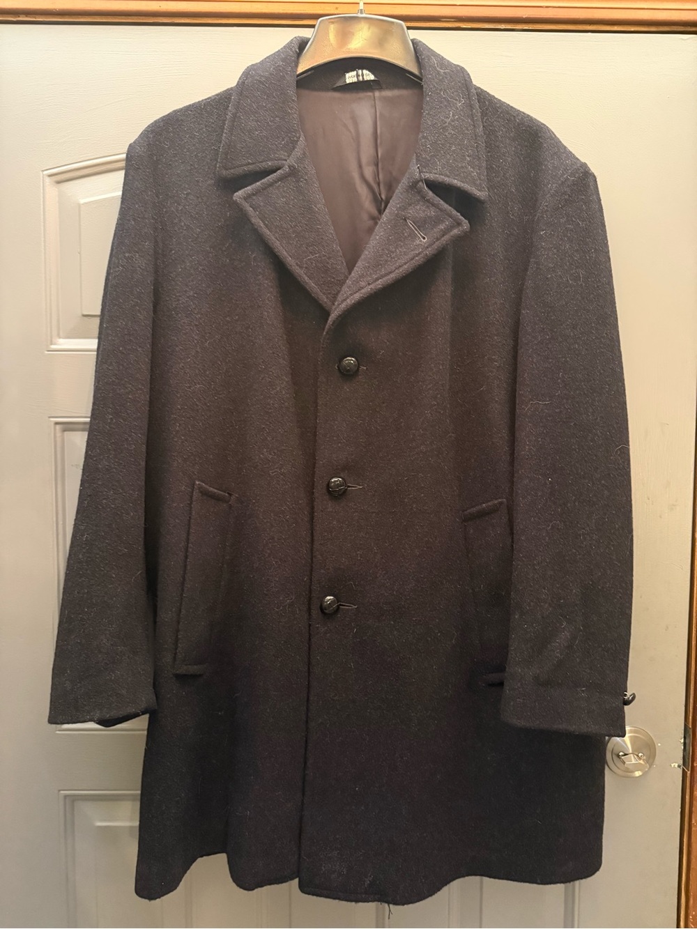 Vintage- Imperial by Haggar Men's Charcoal Black Wool Coat (42 regular)